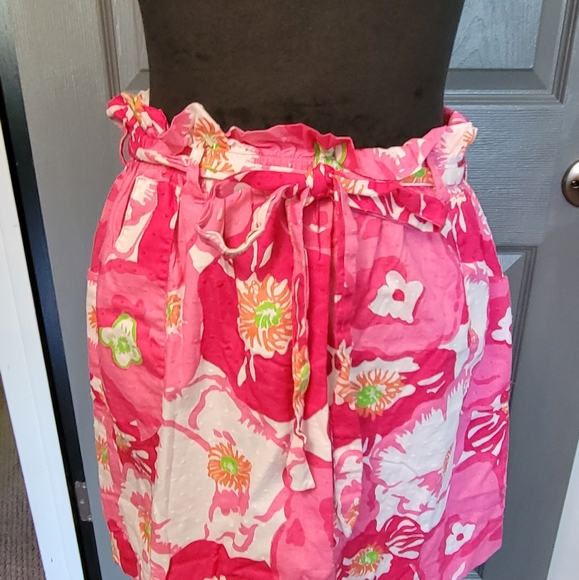 Lilly Pulitzer floral paperbag skirt with belt - Picture 1 of 4